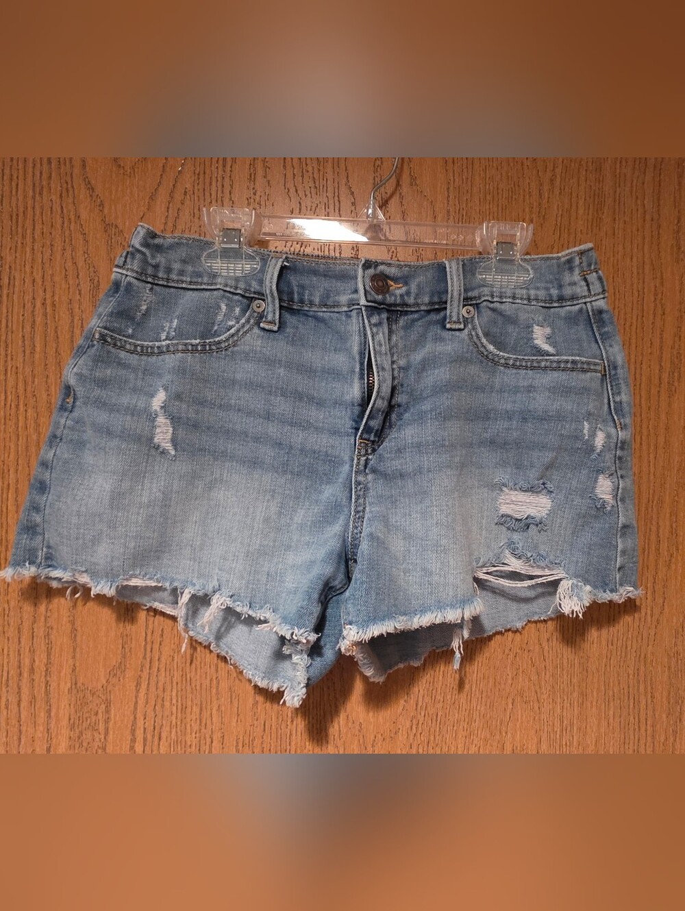 aerie Light Blue Distressed Denim Cutoff Shorts
